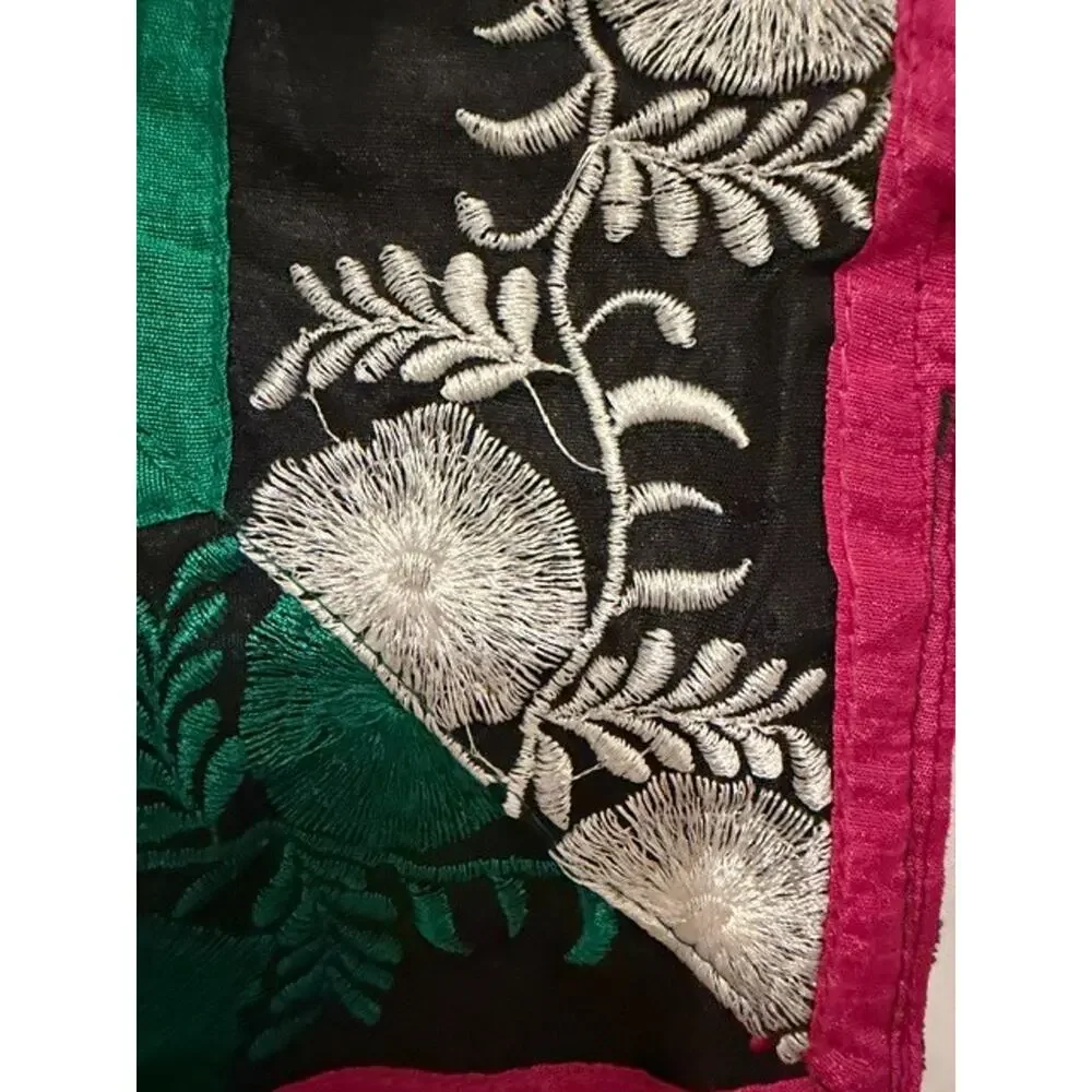 VTG Artisan Embroidered Sheer Shawl Wrap Oversized Polka Dot Floral 87